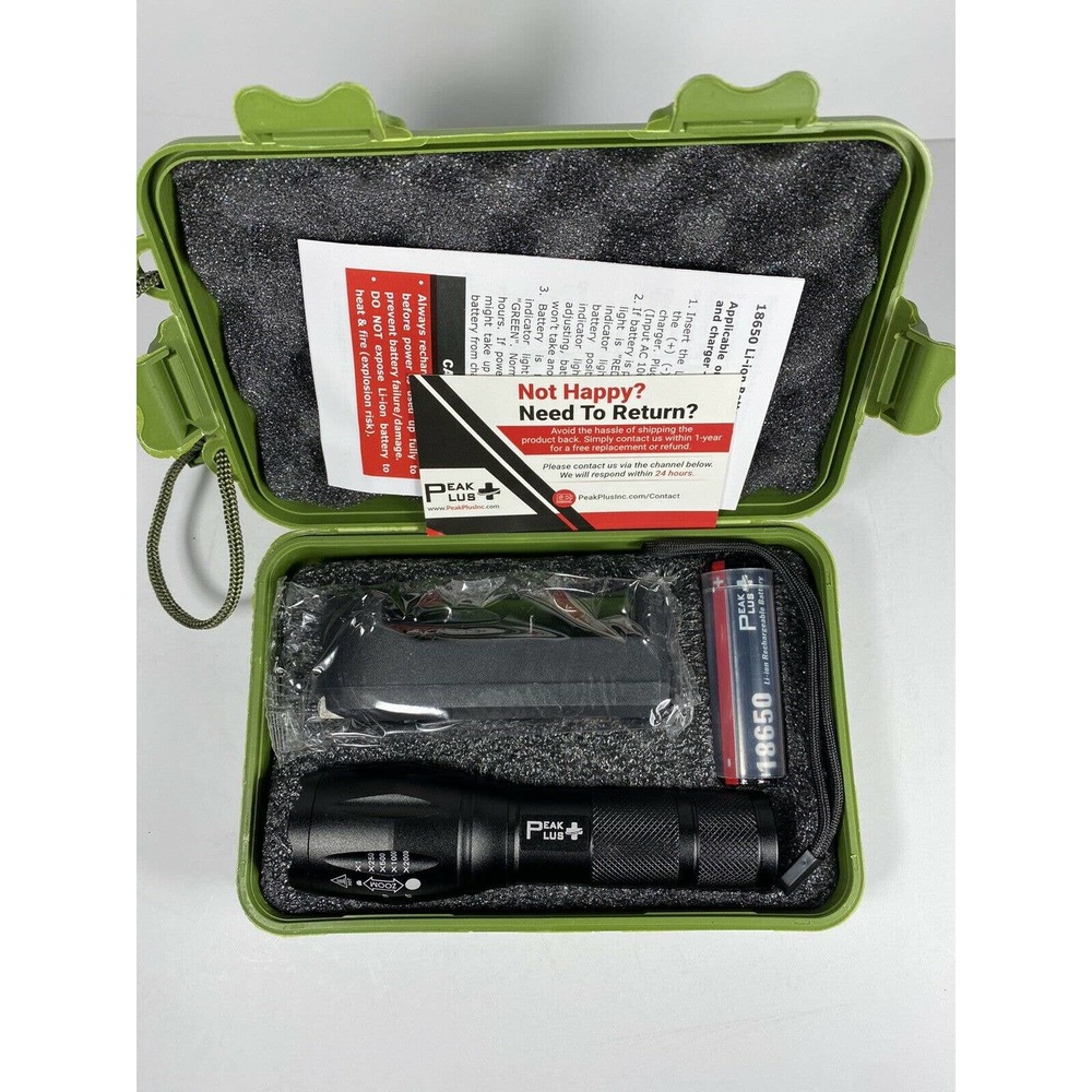 PeakPlus Rechargeable Tactical Flashlight LFX1000 (18650 Battery and Charger